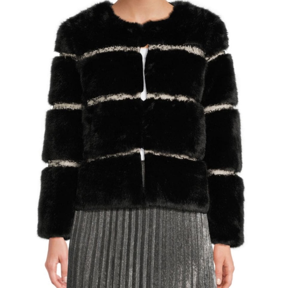 Elegant Black Faux Fur Jacket